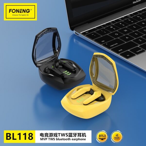 Écouteur sans fil Bluetooth 5.0 casque à faible latence contrôle tactile casque de jeu stéréo basse avec micro réduction du bruit – Image 4