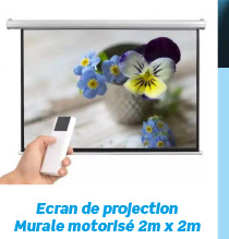 Ecran de projection murale Motorisé CARERA 200 x 200 cm