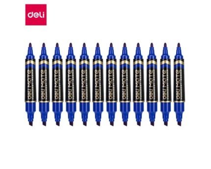 Boite de 10 Marqueurs permanents doubles Deli-ES555 pointe biseautée de 1-6 mm et pointe ogive de 1,5 mm coloris au choix