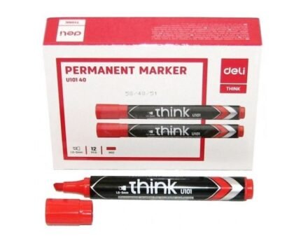 Boite de 12 Marqueurs permanents DELI Think U101 Multi surface Pointe coupée 1.5-5mm