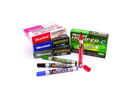 Boite de 12 Marqueurs Permanents pointe Biseautée HIGHPER MonAmi Coloris au choix